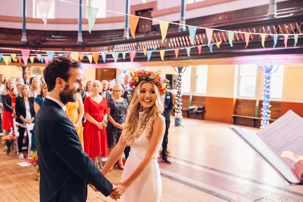Quirky colourful wedding Hackney Round Chapel London Photographer