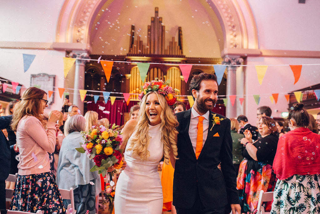 Quirky colourful wedding Hackney Round Chapel London Photographer