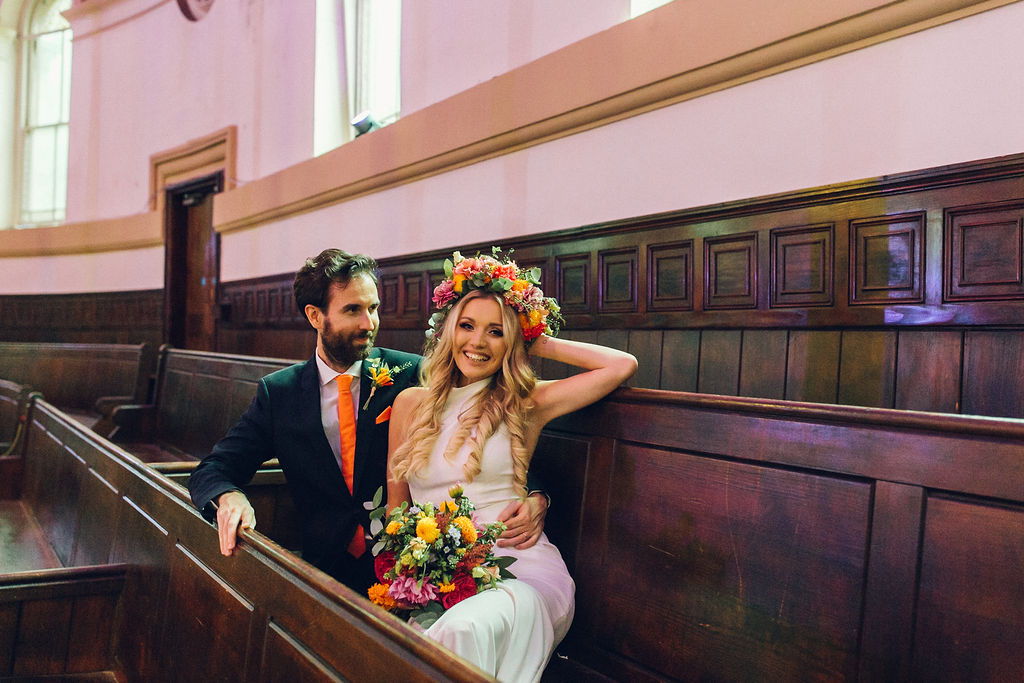 Quirky colourful wedding Hackney Round Chapel London Photographer