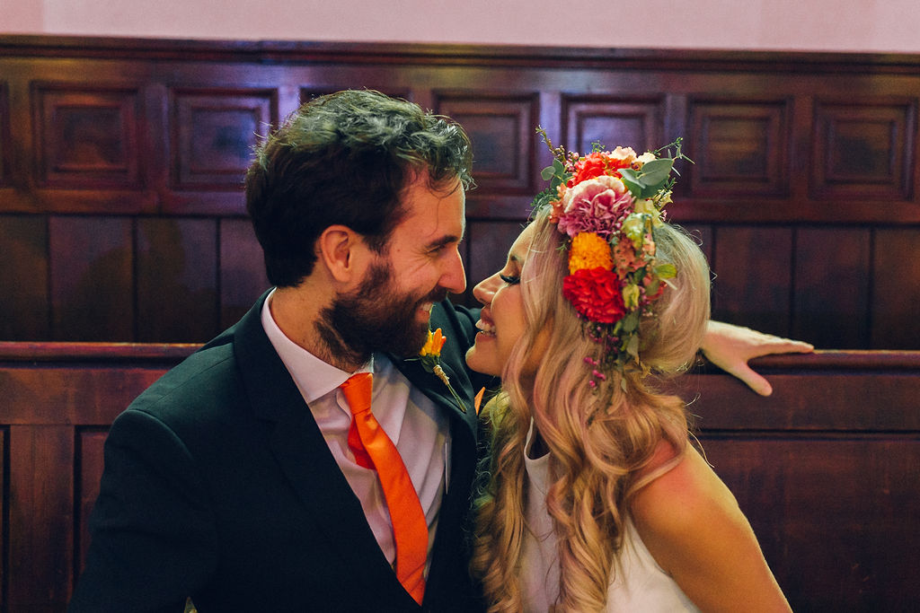 Quirky colourful wedding Hackney Round Chapel London Photographer