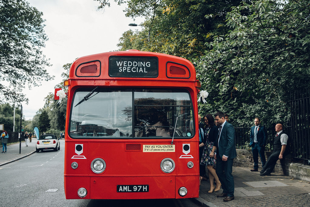 Red Bus Stoke Newington Town Hall Wedding - London Wedding Photographer