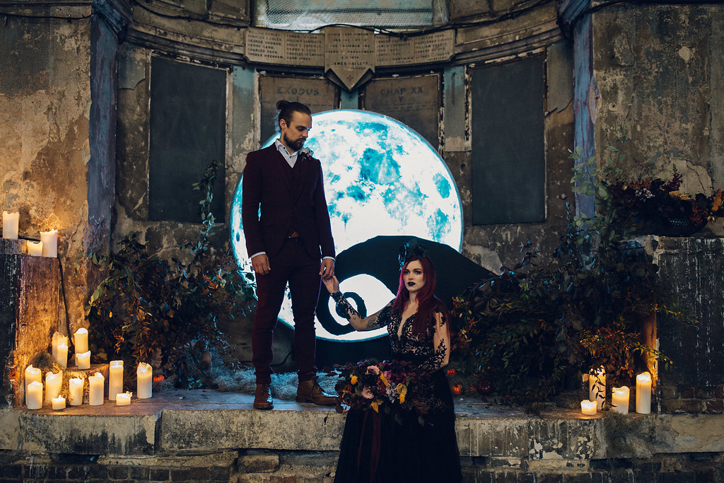 Asylum Chapel Wedding, London - A Tim Burton Nightmare Before Christmas Inspired shoot