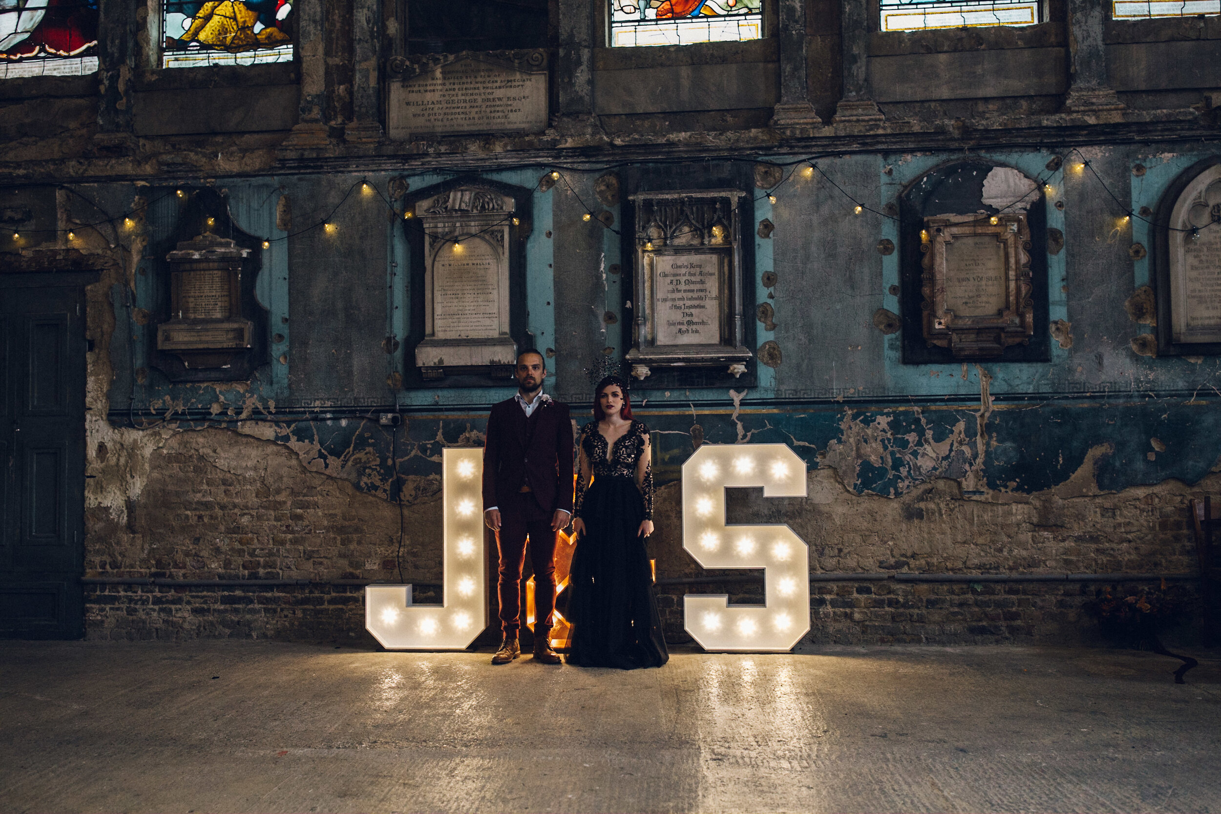 Asylum Chapel Wedding, London - A Tim Burton Nightmare Before Christmas Inspired shoot