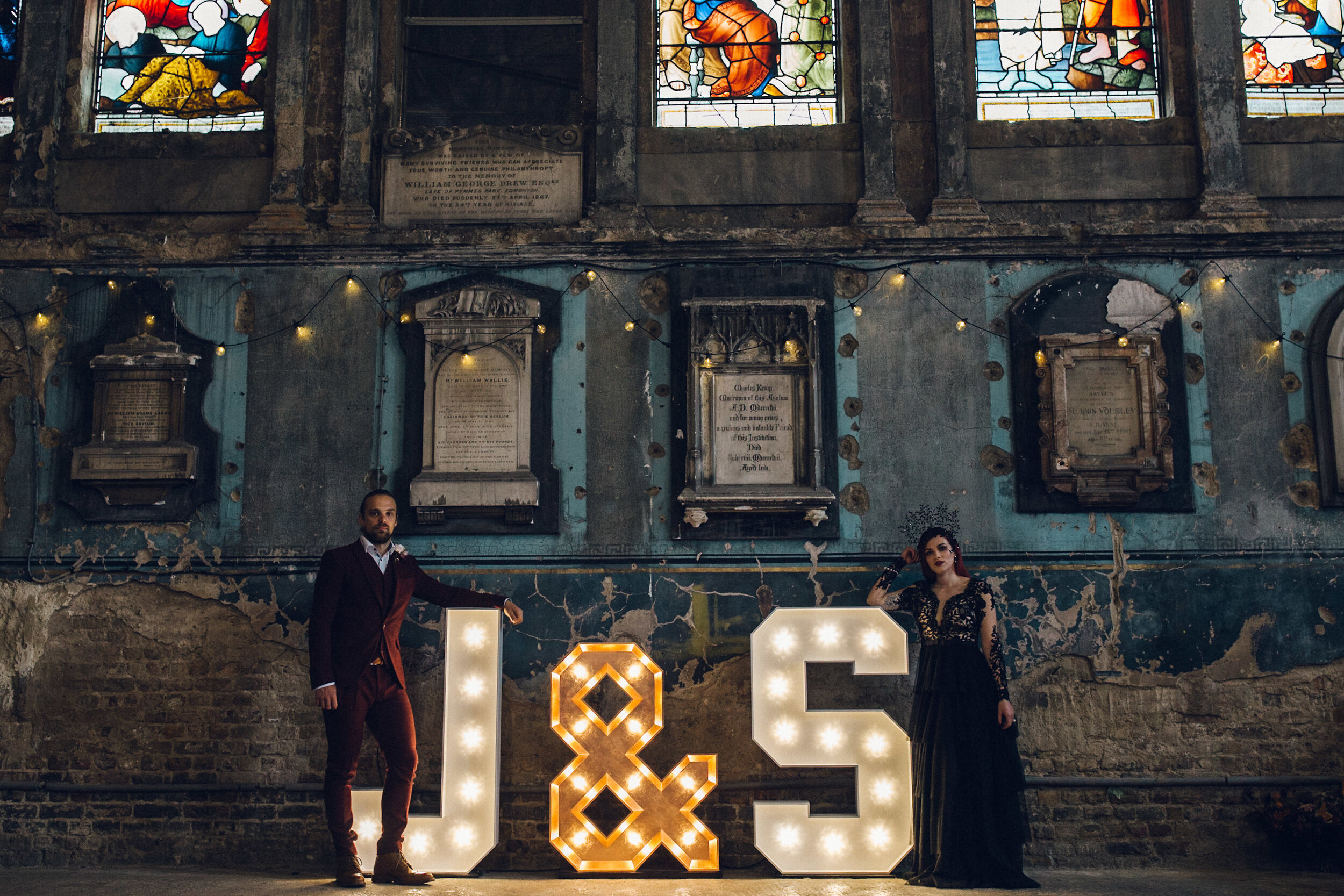 Asylum Chapel Wedding, London - A Tim Burton Nightmare Before Christmas Inspired shoot