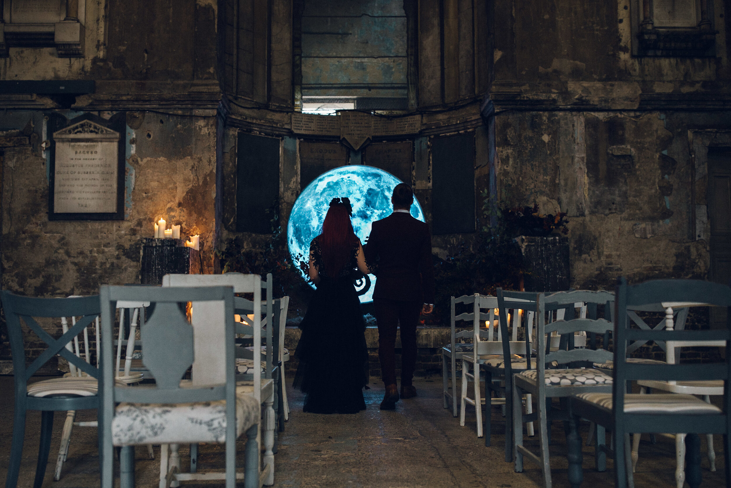 Asylum Chapel Wedding, London - A Tim Burton Nightmare Before Christmas Inspired shoot