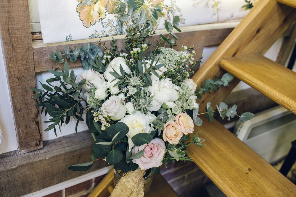 Boho Woodland Wedding Tey Brook Orchard, Browning Bros, Essex - Neutral boho bouquet