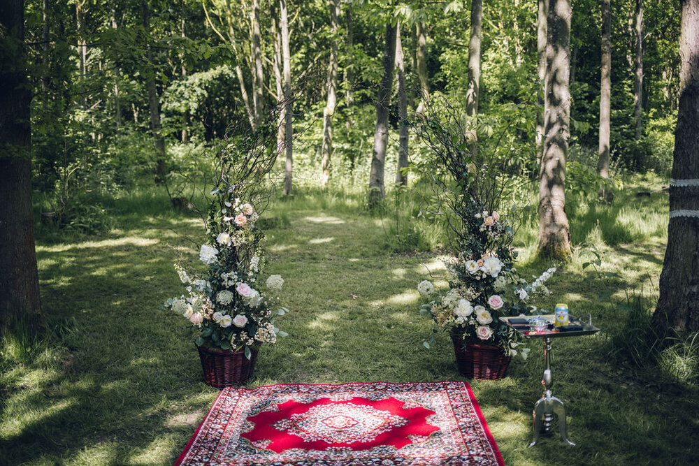 Boho Woodland Wedding Tey Brook Orchard, Browning Bros, Essex - Woodland Ceremony Flower Arch
