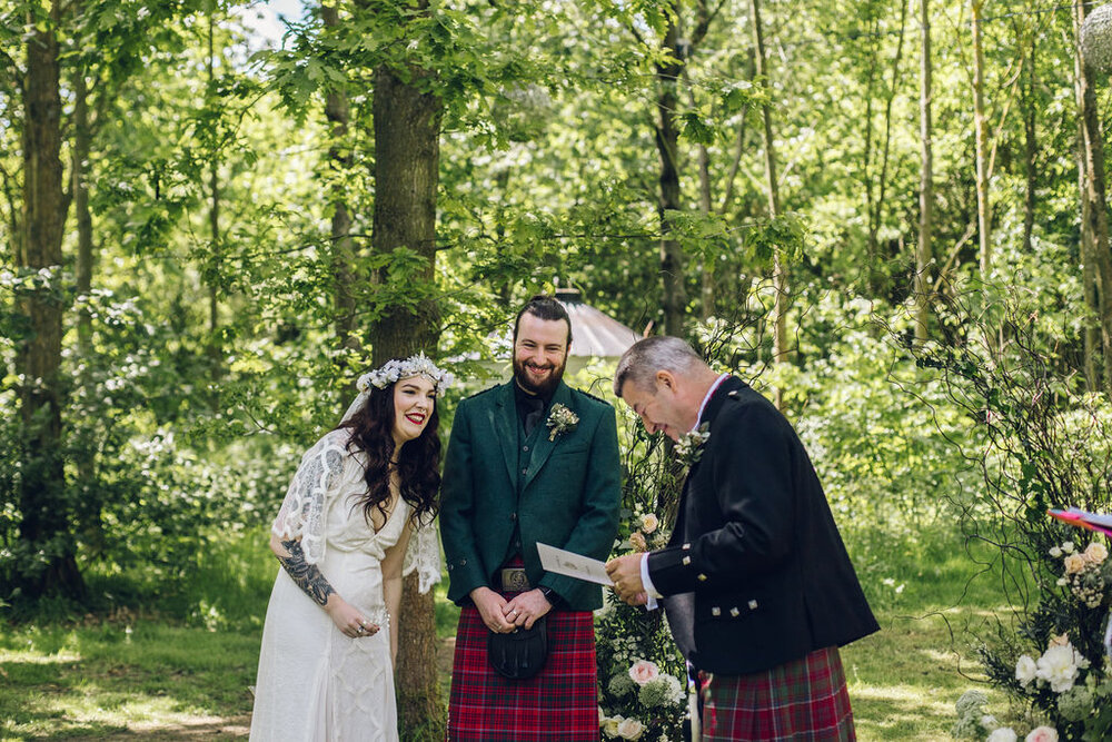 Boho Woodland Wedding Tey Brook Orchard, Browning Bros, Essex - Woodland Ceremony