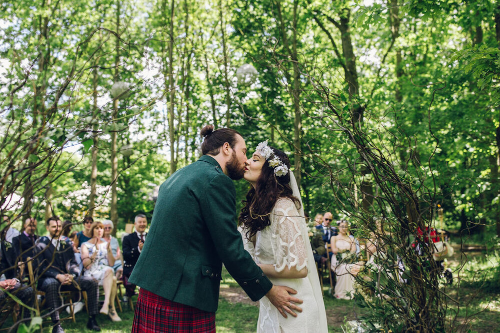 Boho Woodland Wedding Tey Brook Orchard, Browning Bros, Essex - Woodland Ceremony