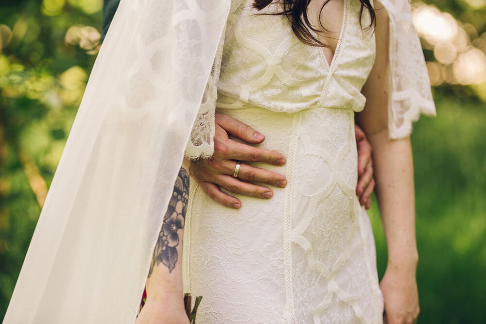 Boho Woodland Wedding Tey Brook Orchard, Browning Bros, Essex - Grace Loves Lace dress