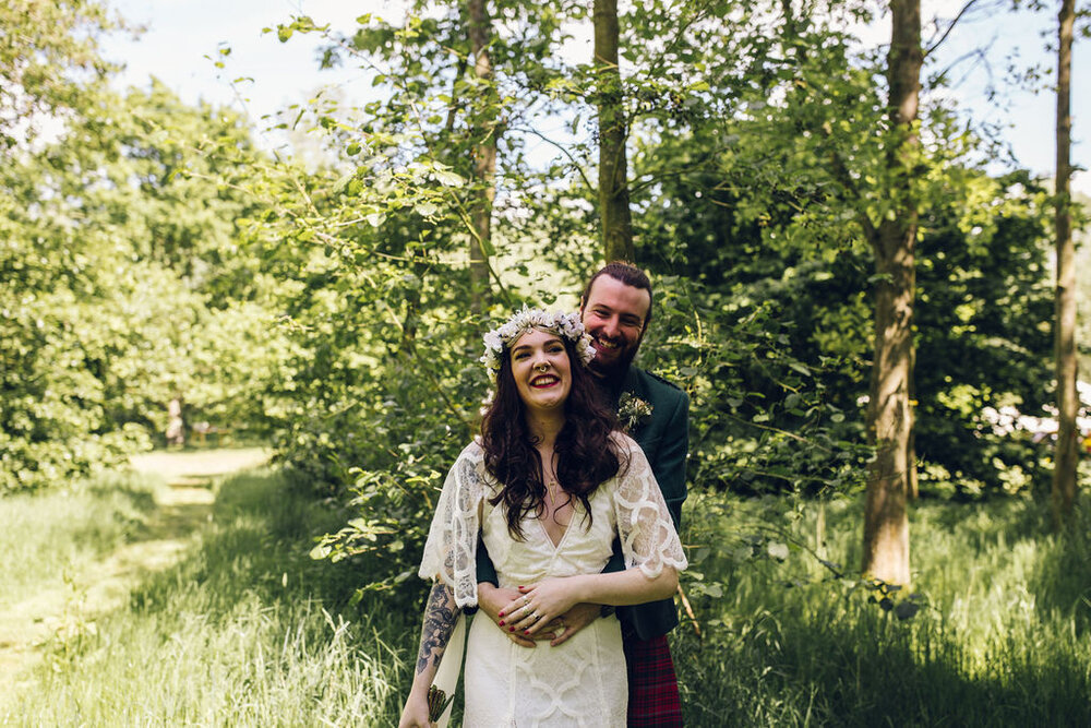 Boho Woodland Wedding Tey Brook Orchard, Browning Bros, Essex - Grace Loves Lace dress