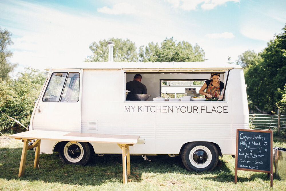 Boho Woodland Wedding Tey Brook Orchard, Browning Bros, Essex - Food Truck