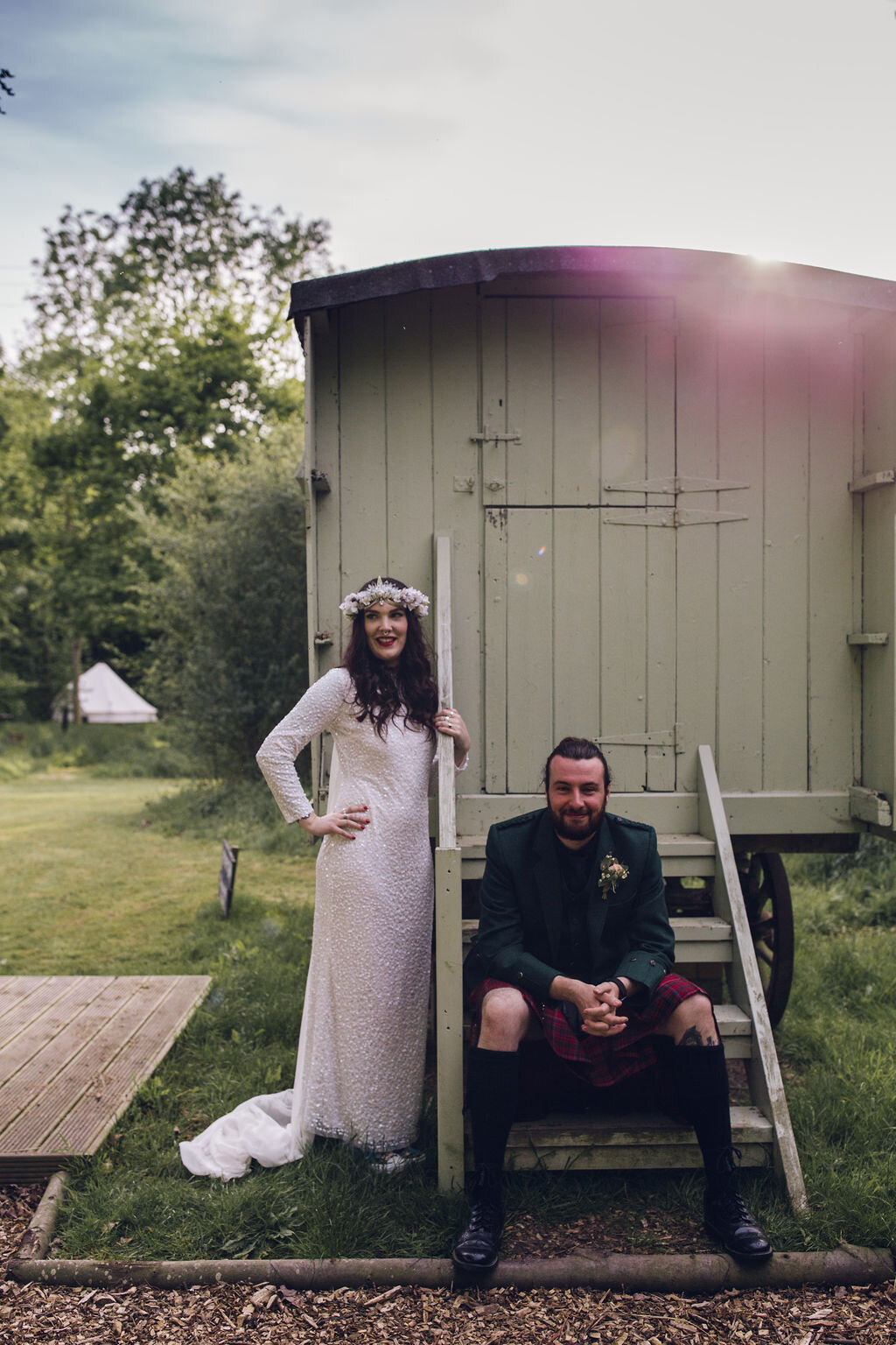 Boho Woodland Wedding Tey Brook Orchard, Browning Bros, Essex - Rock N Roll Bride Dress