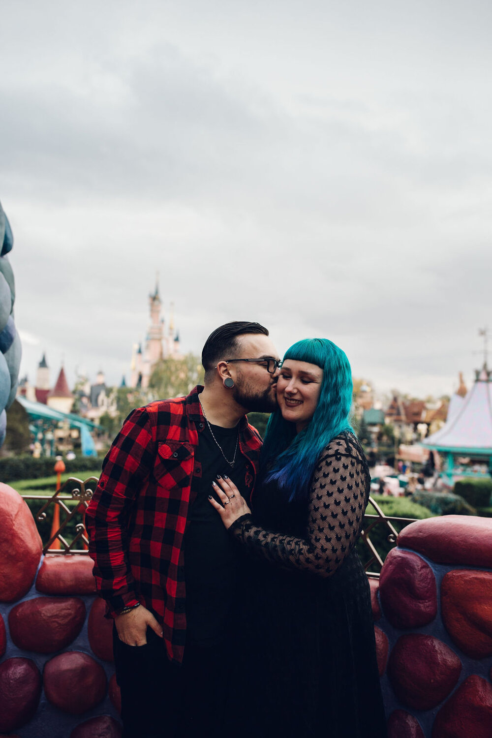 Disneyland Paris Engagement Shoot Alternative couple portrait Alice in Wonderland