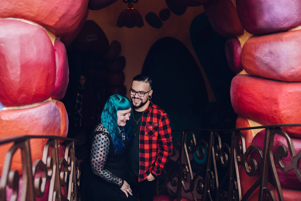 Disneyland Paris Engagement Shoot Alternative couple portrait Alice in Wonderland