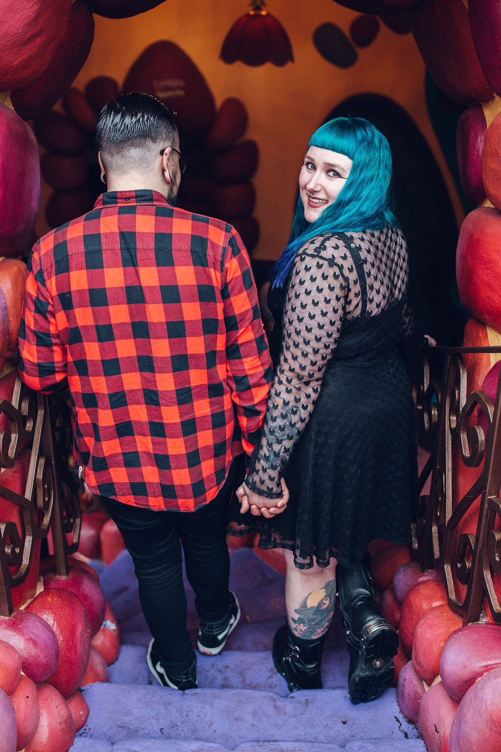 Disneyland Paris Engagement Shoot Alternative couple portrait Alice in Wonderland