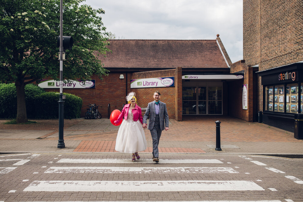 Bride Wearing Pink Leather Jacket - Colourful Wedding Photography