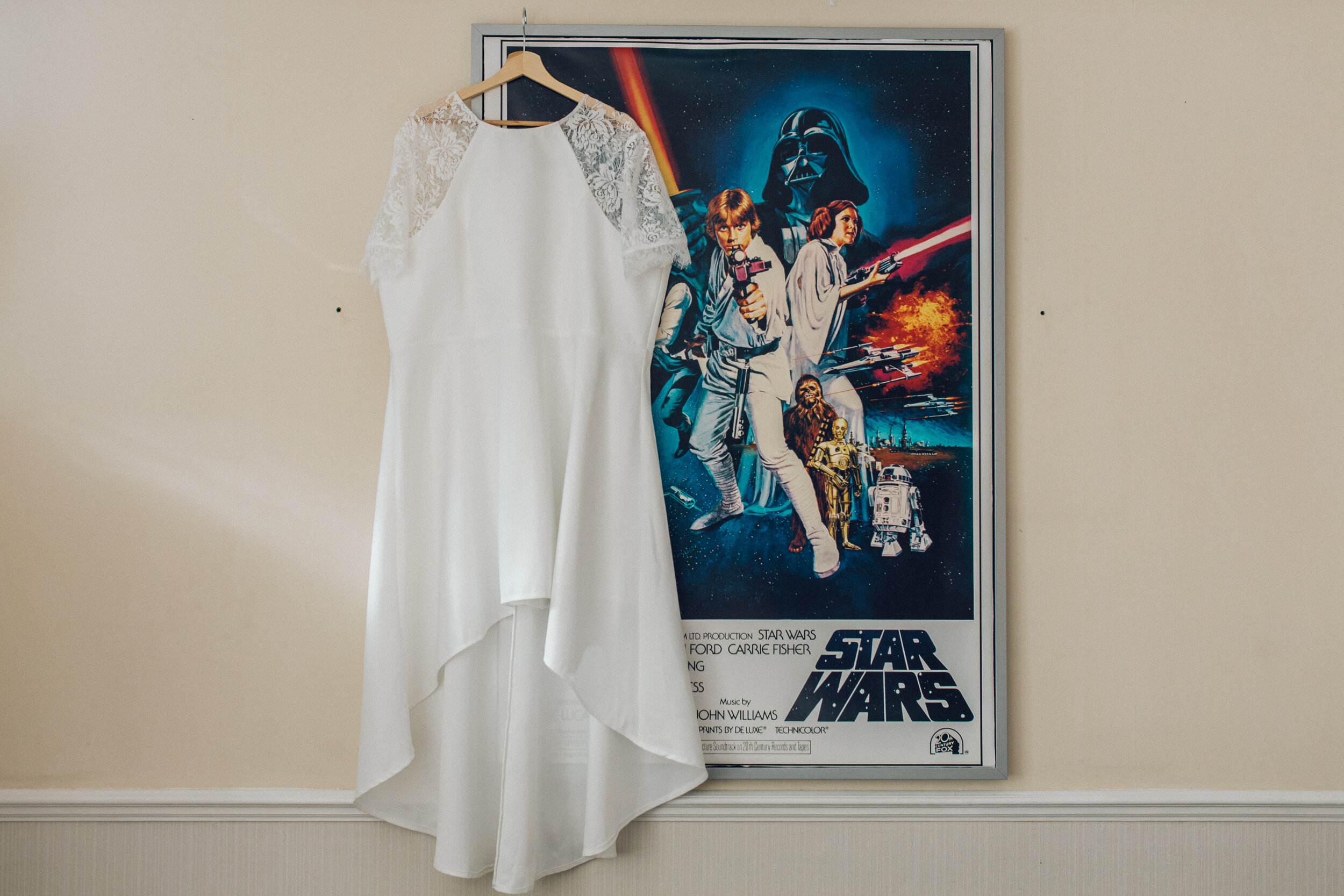 Wedding Dress with Star Wars Poster 