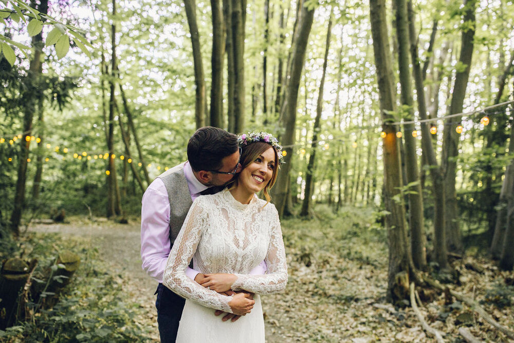 Relaxed Wedding at the Dreys, Kent - Boho Woodland Wedding Couple Photo