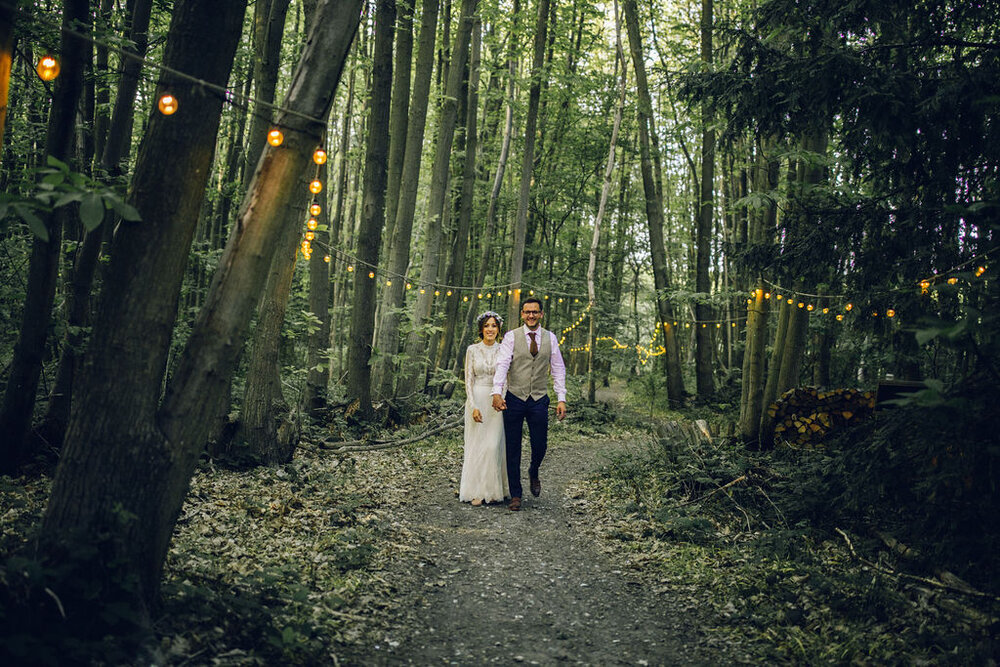 Relaxed Wedding at the Dreys, Kent - Boho Woodland Wedding Couple Photo