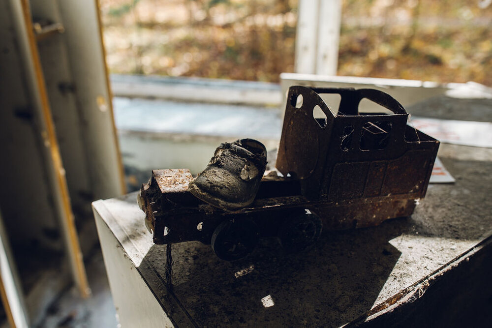 Travel photography - Chernobyl exclusion zone and Pripyat tour abandoned toys 