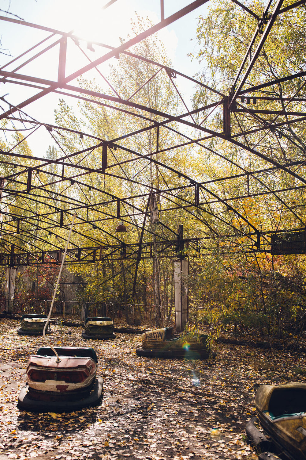 Travel photography - Chernobyl exclusion zone and Pripyat tour Abandoned Amusement Park Dodgems