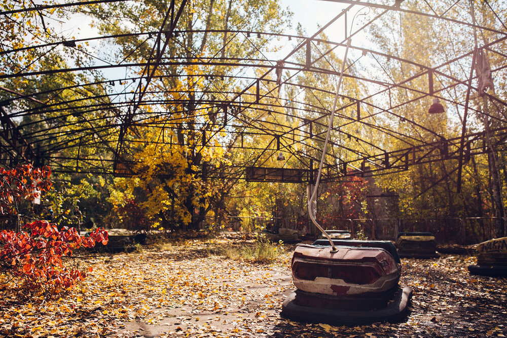 Travel photography - Chernobyl exclusion zone and Pripyat tour Abandoned Amusement Park Dodgems