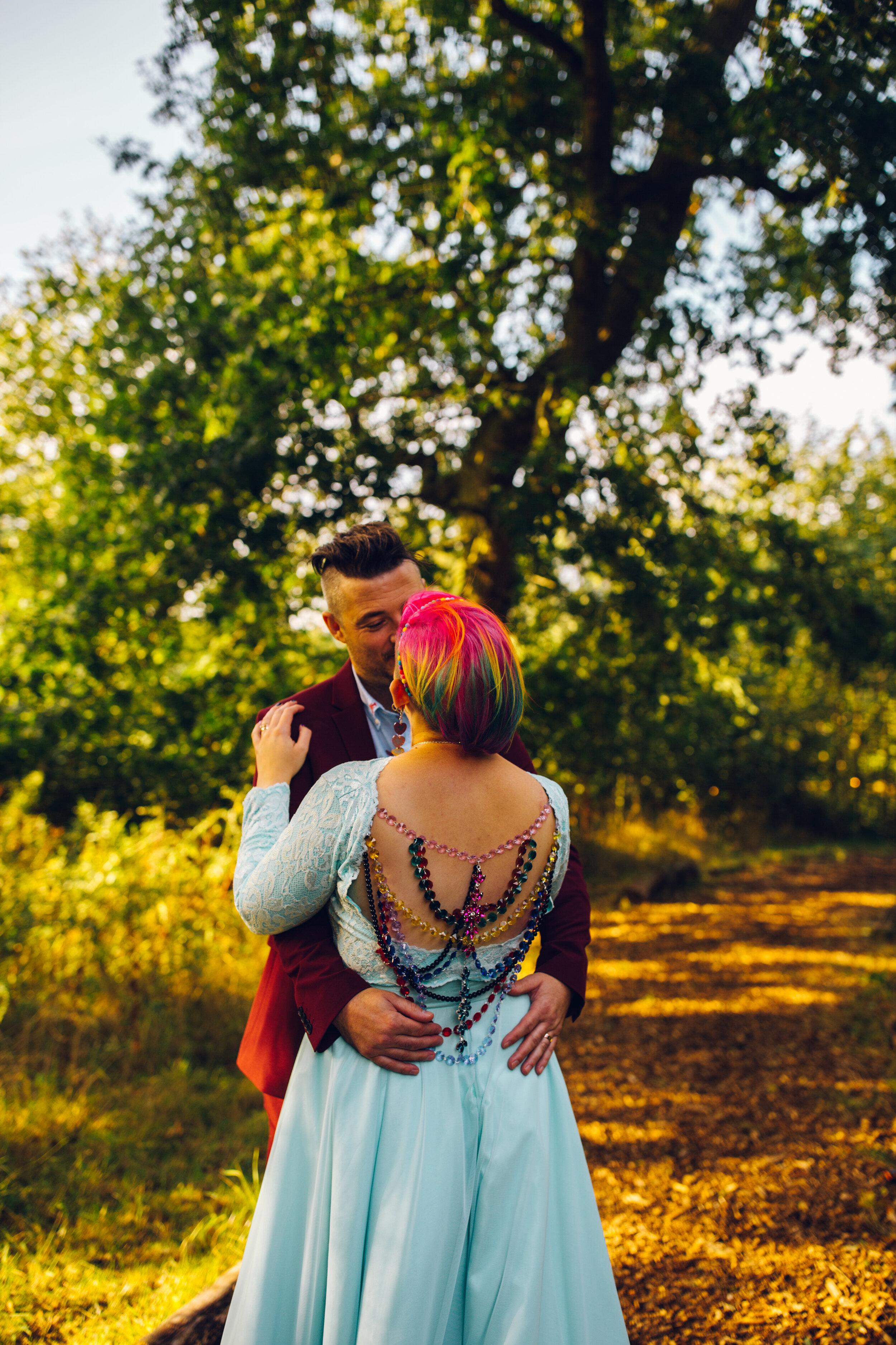 Colourful Wedding Photography Bride Wearing Blue Dress With Beading