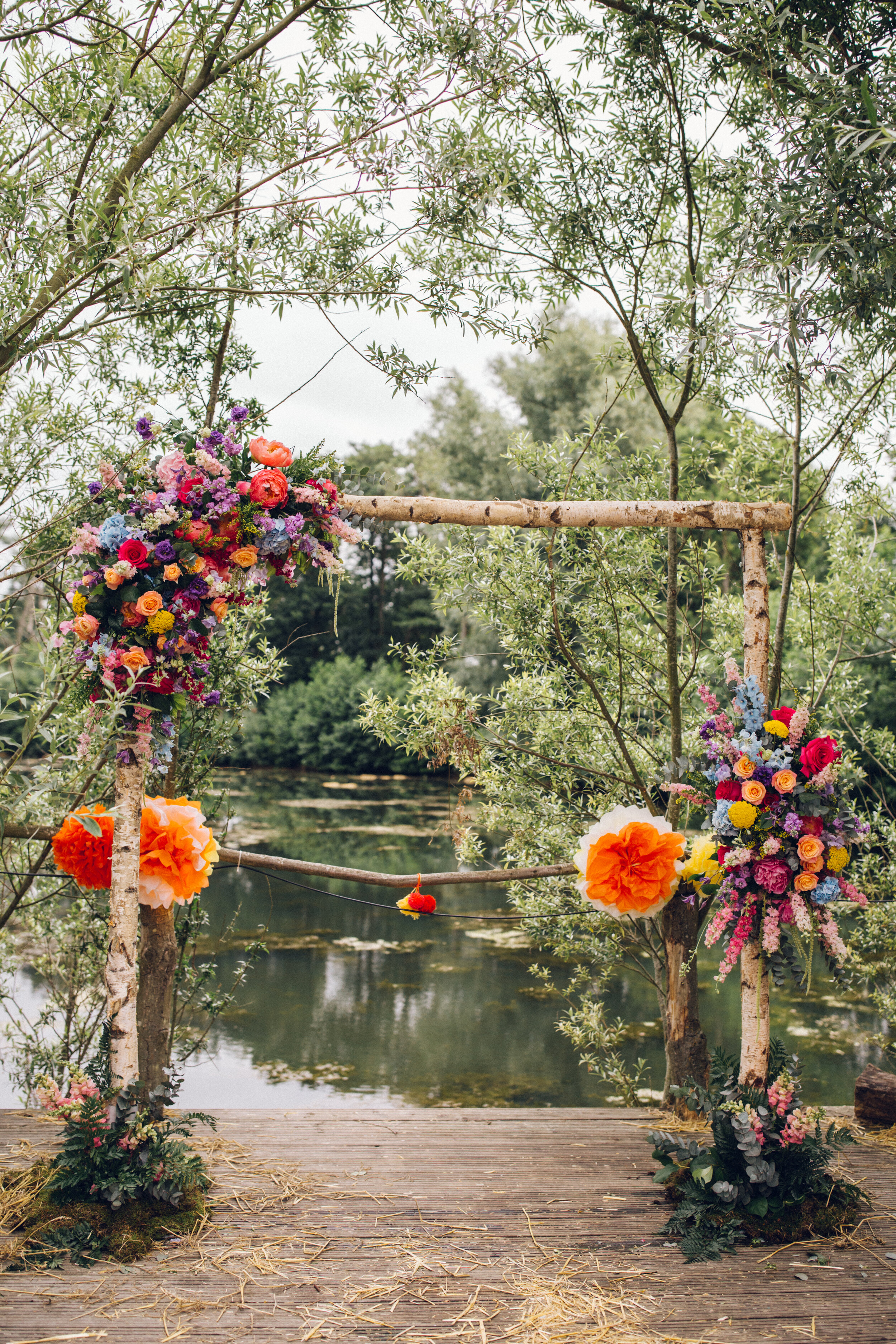 Colourful Wedding Photography Floral Ceremony Arch Arbour