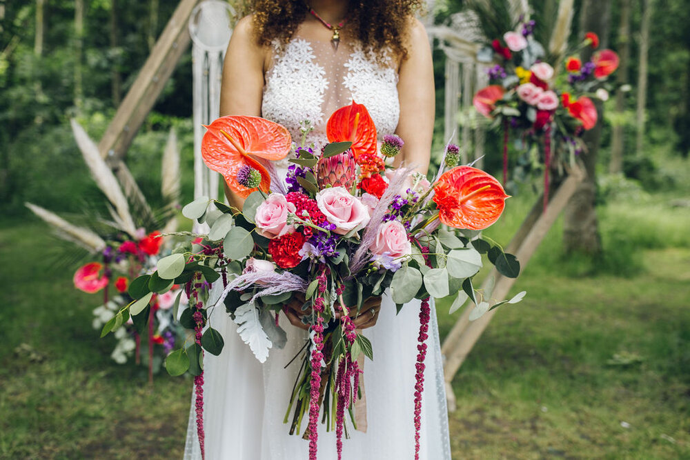 Outdoor Festival Wedding Ceremony Essex Tropical Flowers
