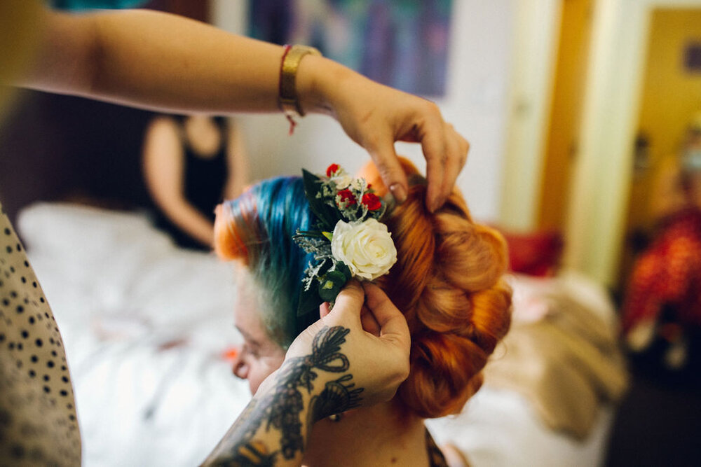 Alternative vintage inspired bridal hair - Intimate Essex wedding Old Parish Rooms