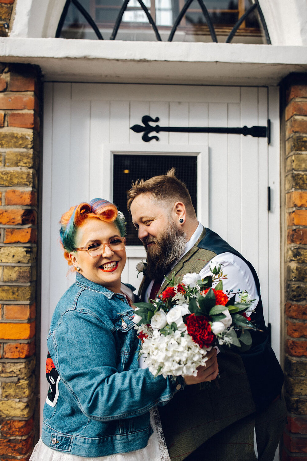 Fun alternative 50s style couple - Intimate Essex wedding Old Parish Rooms