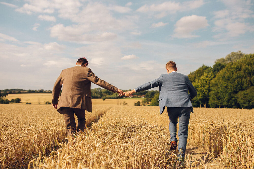 Colourful same sex festival wedding inspiration Barnston lodge Essex