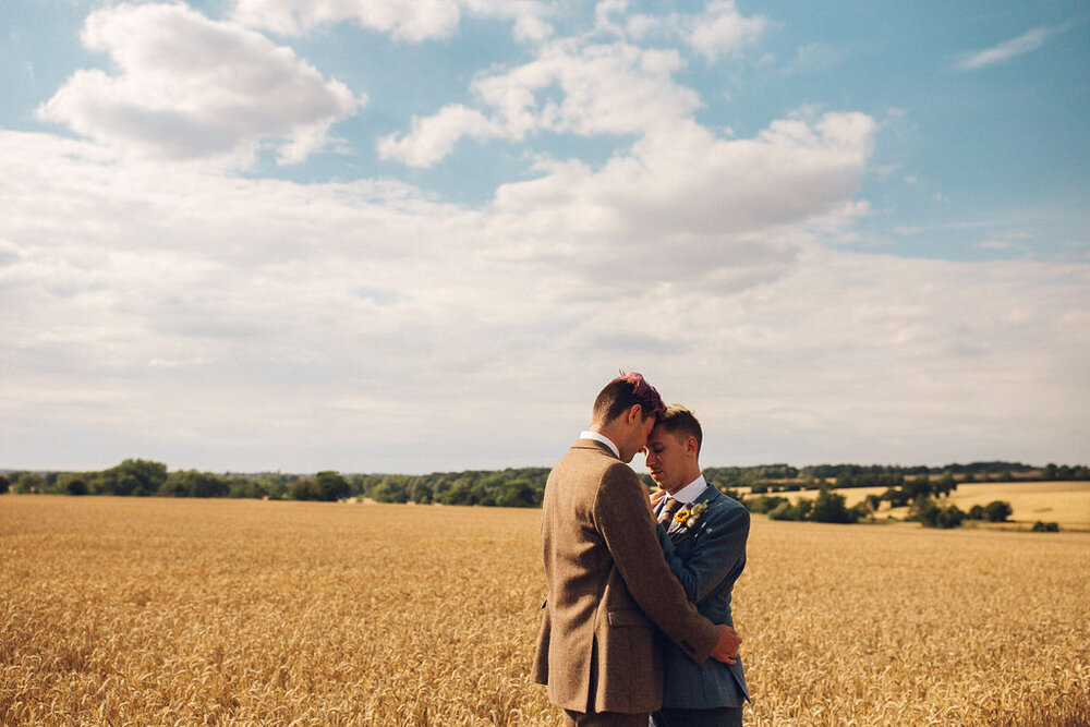 Colourful same sex festival wedding inspiration Barnston lodge Essex