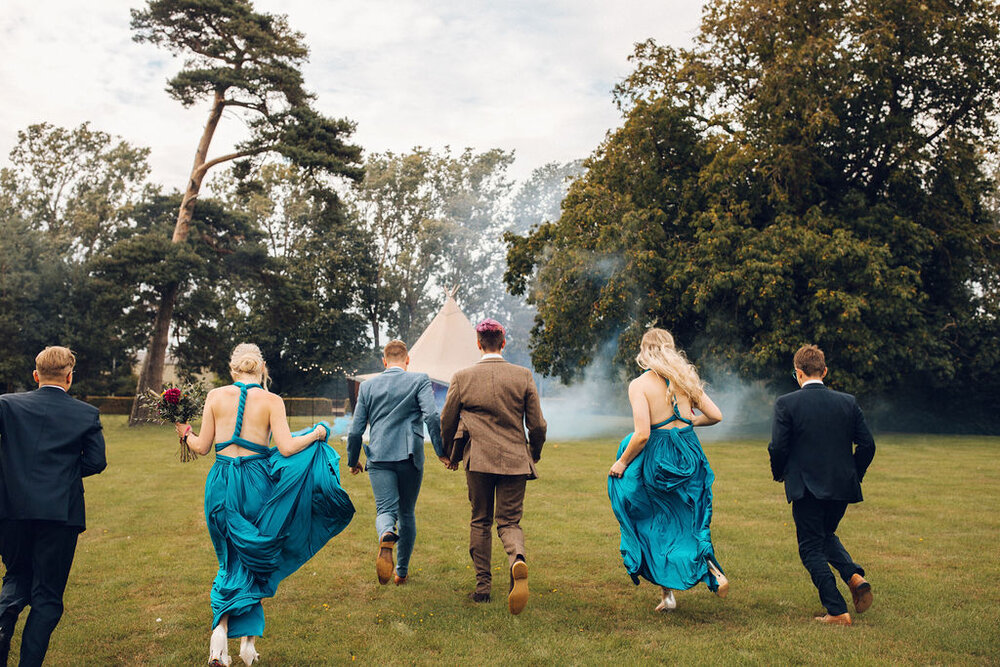 Colourful same sex festival wedding inspiration Barnston lodge Essex