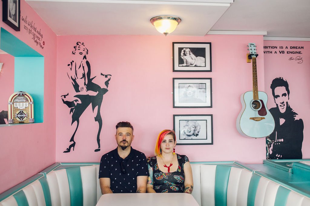 Alternative Wes Anderson style wedding photography couples session