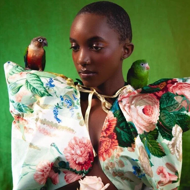 🌿Dreamy editorial shoot featuring my newest fashion creations. My sustainable capsule collection is made from 100% upcycled materials. Respect the planet reflect its beauty. 📸: @nomadic_madam 
Model:
@problematicblackhottie 
Makeup: @jayorellanamak