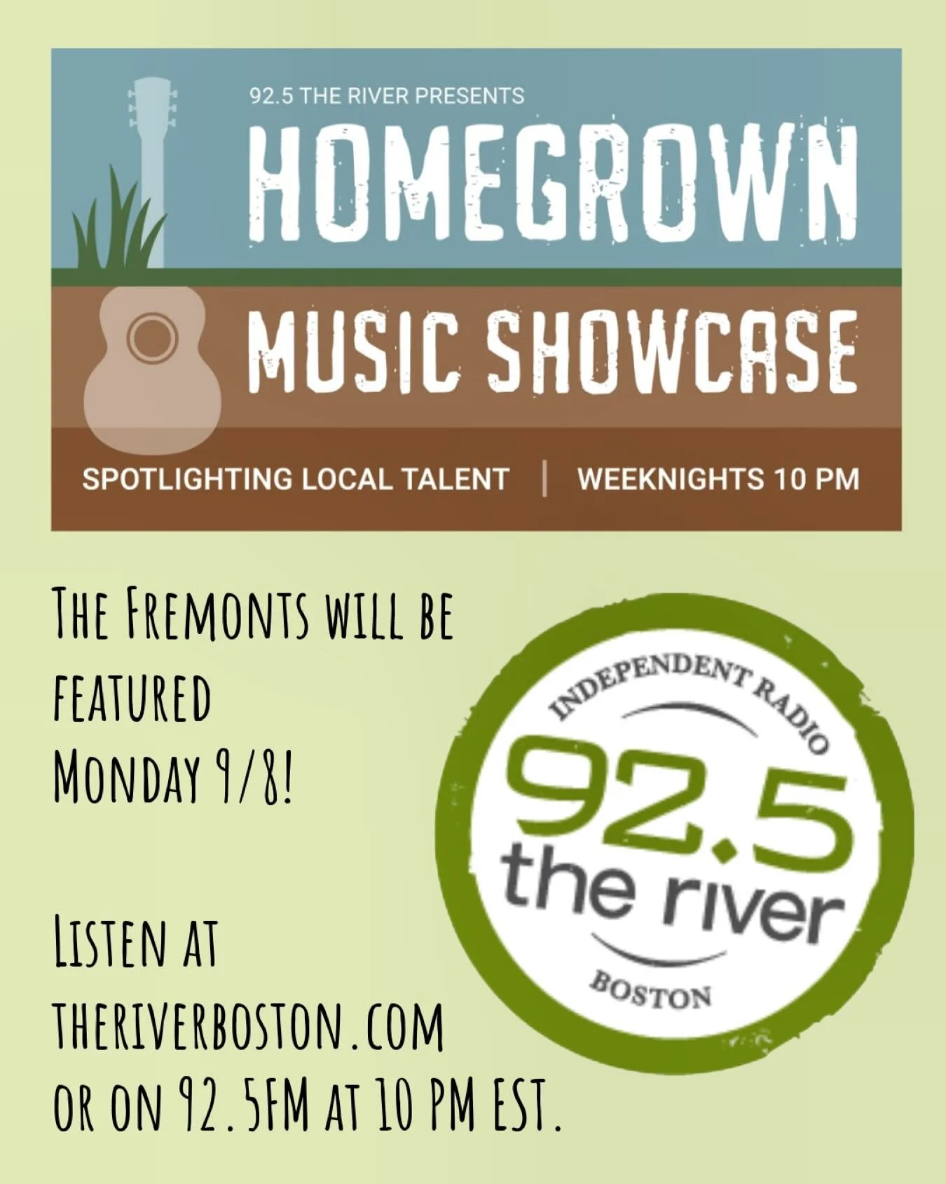 Our song Back to the Mountain is gonna be on the ray-dee-oh!! Thank you @925theriver and Homegrown Music Showcase! 🎵 📻 🎵 

Monday 9/8 at 10pm EST
Listen at theriverboston.com �or on 92.5FM &hearts;️ 

#radio #localradio #americanamusic #folkmusic 
