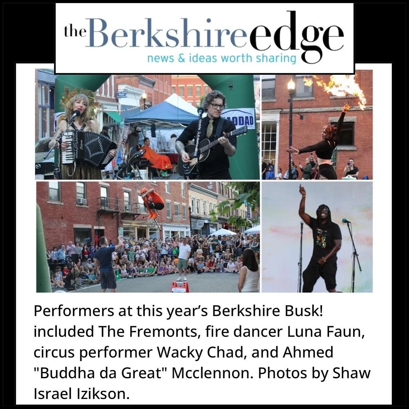 Always nice to get our picture in the paper! 📸 We were in good company this summer at the @berkshirebusk! Congrats again to @carli.sco and @genecarr33. Thanks for the pics @shawshawshawshaw! 

#berkshires #livemusic