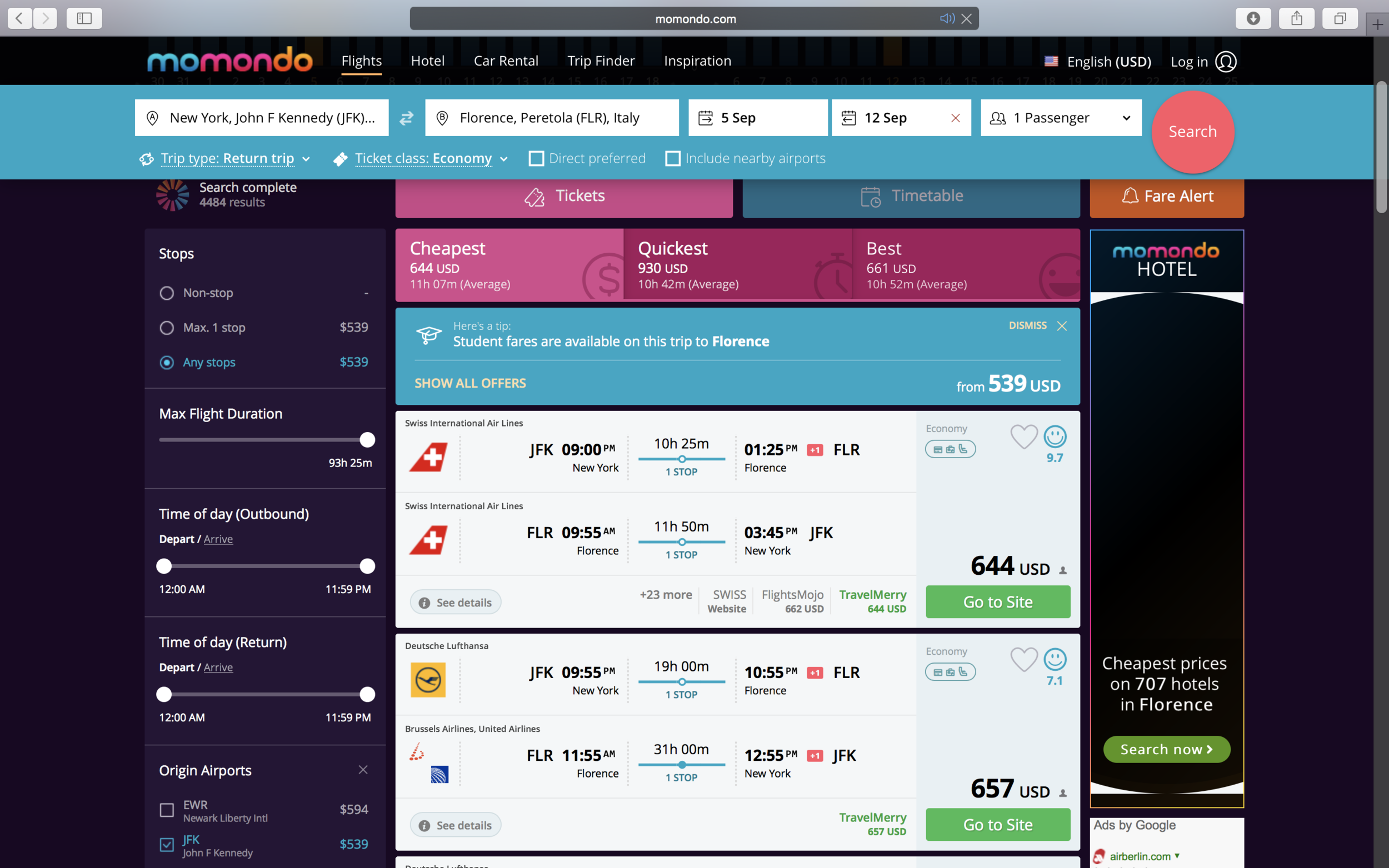 Momondo.com - Don't forget to use a private window! 