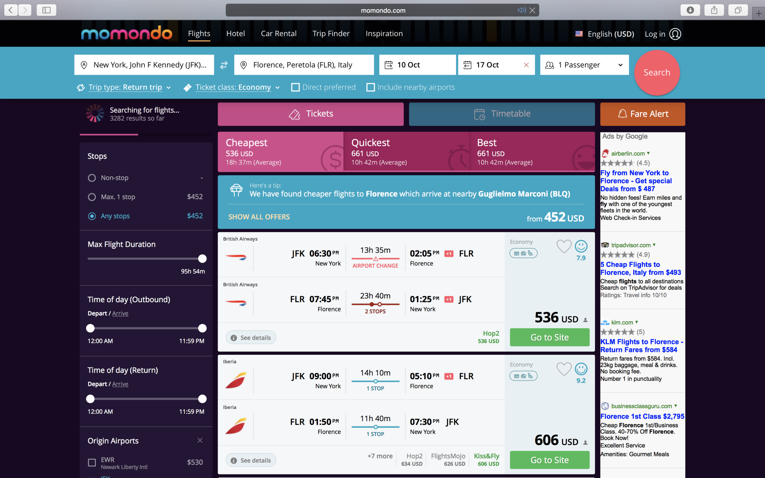 Momondo.com - Don't forget to use a private window! 