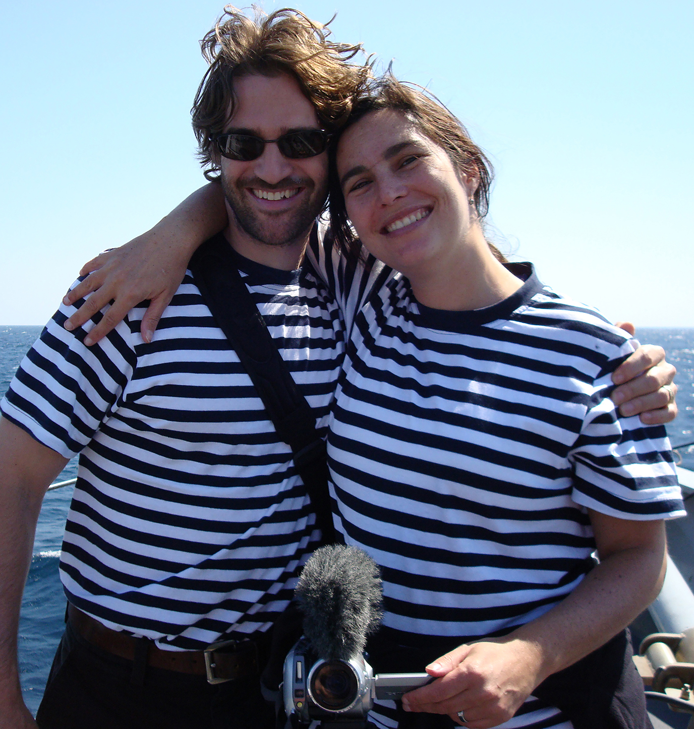 Courtenay was never a big fan of the uniform but occasionally humored me. On a pirate patrol in the Arabian Sea, 2008. We thought the sailor motif was appropriate.