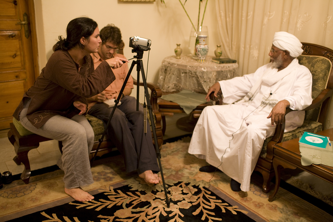 Shoes off for interviewing one of Sudan’s most dangerous, intelligent and whimsical intellectuals, Hassan Al-Turabi. Khartoum, Sudan
