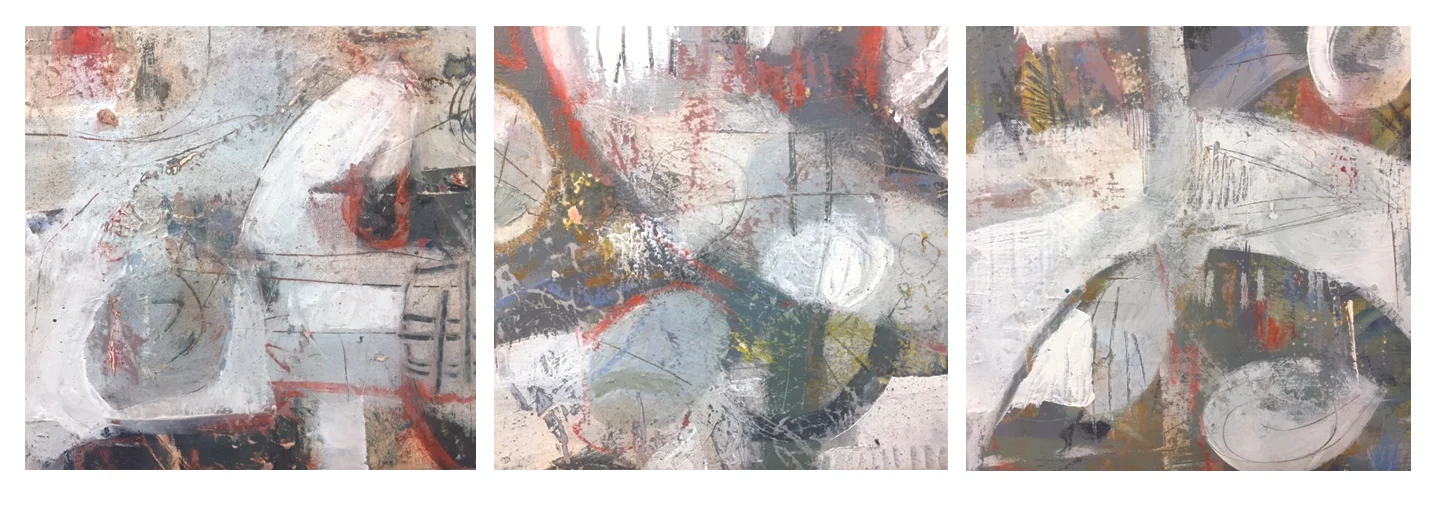  "REEF TRIPTYCH 3" 36" X 12" Mixed Media on Board. Part of my REEF SERIES.