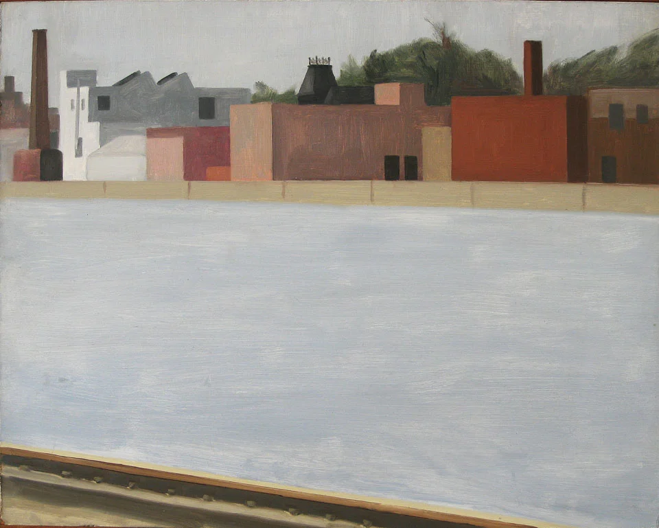Genesee river view, Rochester, NY oil on board 14 x 12
