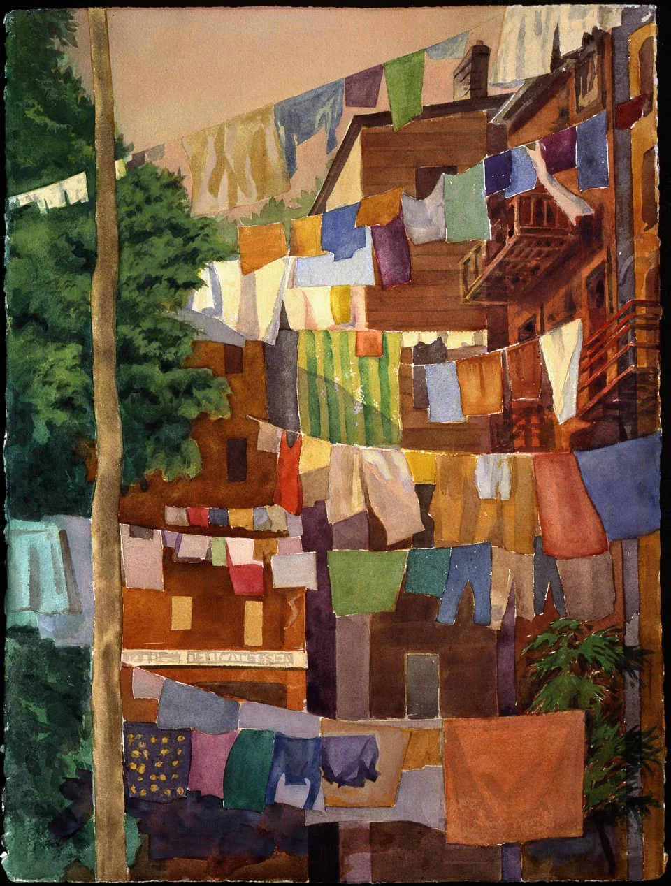 Laundry, East Village watercolor 30 x 40