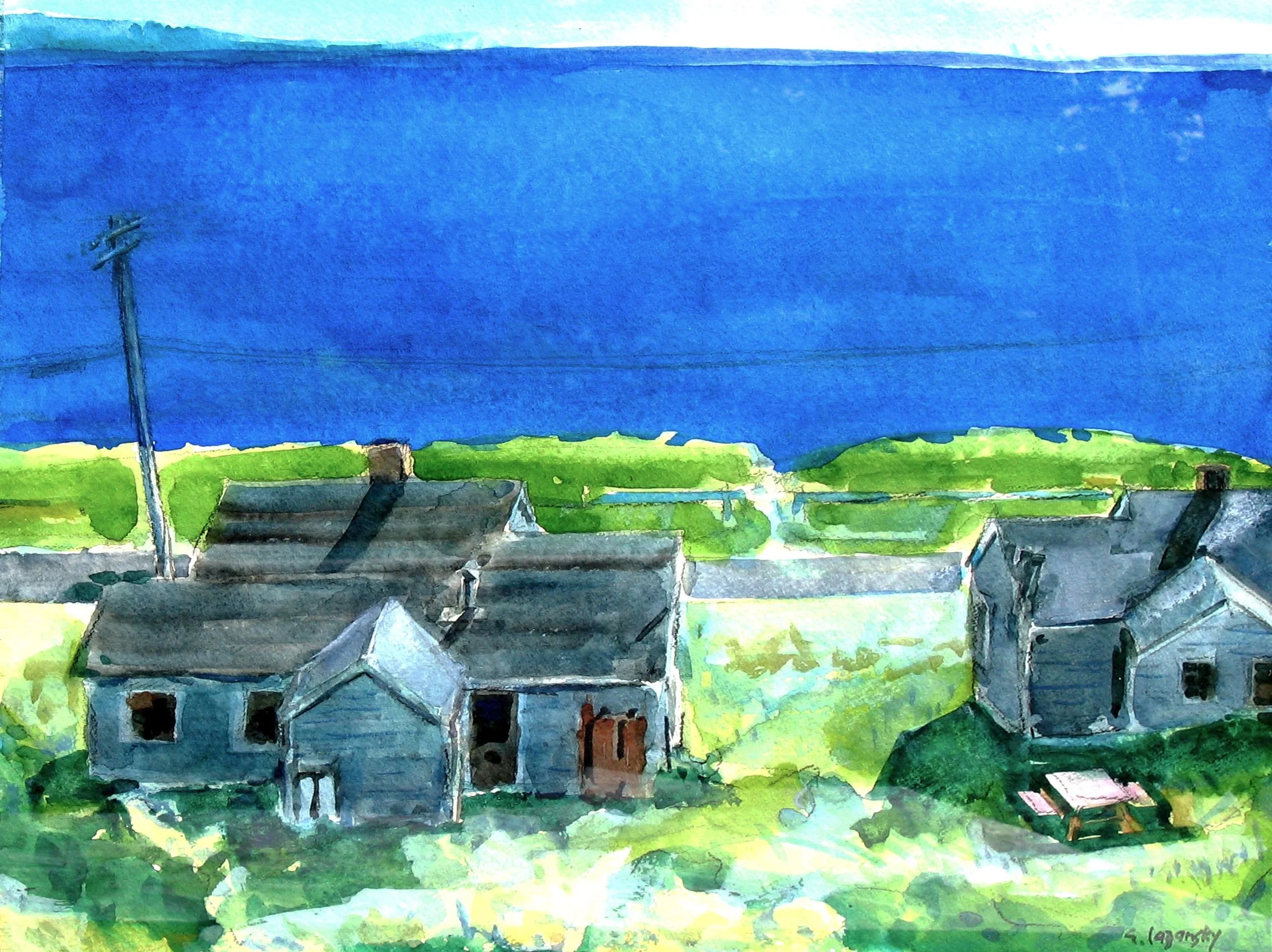 Wellfleet Cottages watercolor 32 x 23