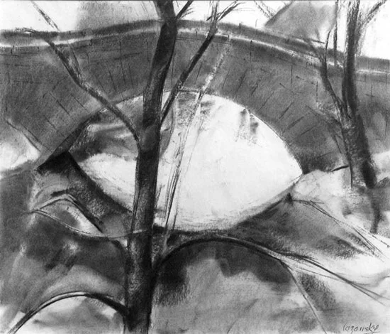 Gapstow Bridge, Central Park charcoal on paper 16 x 13
