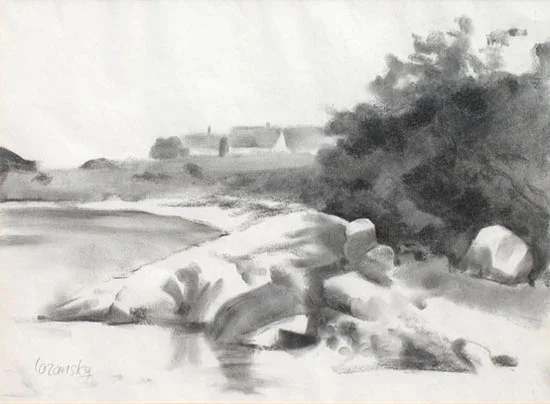 Deer Isle Maine charcoal on paper 16 x 13