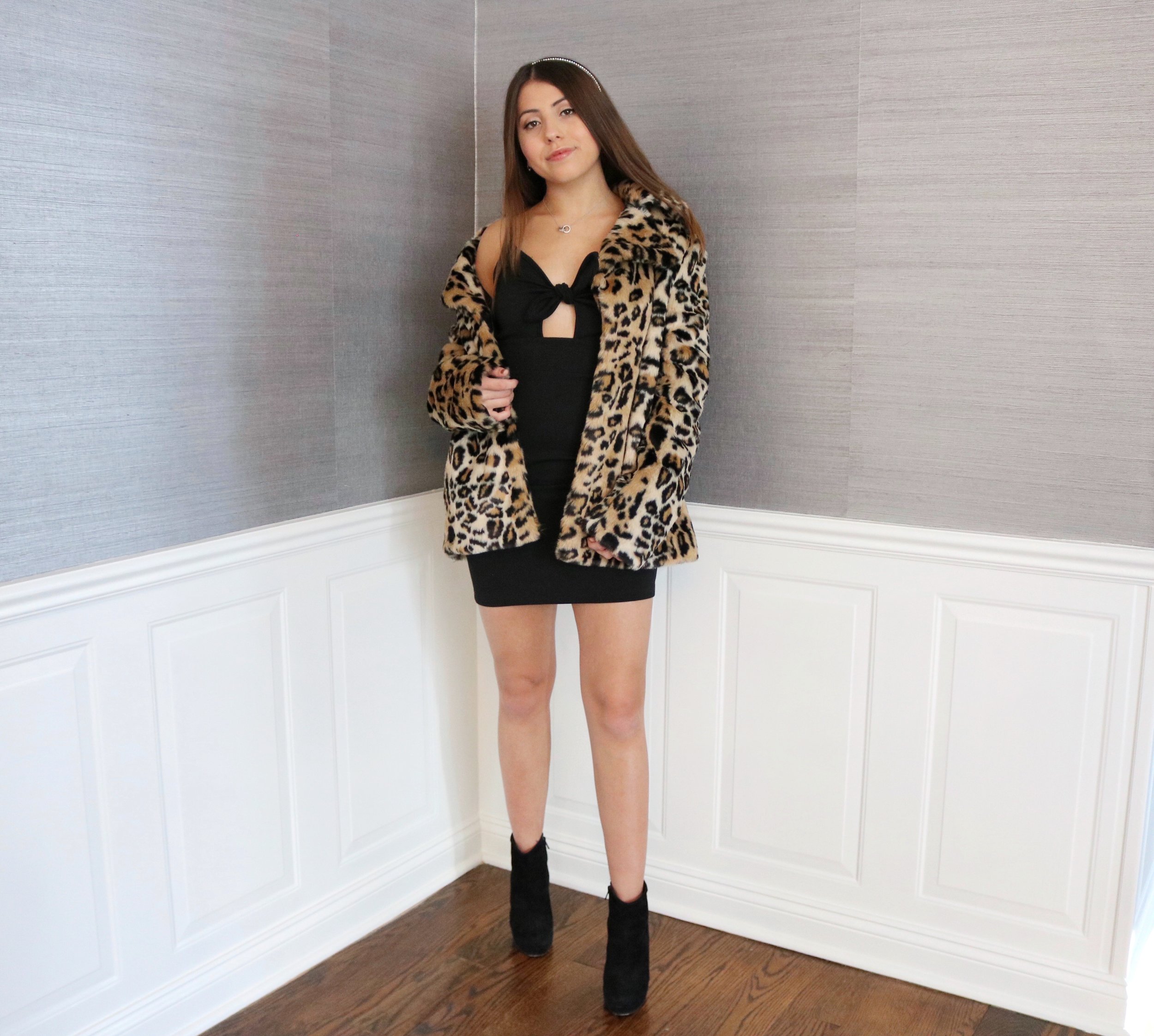 What to Wear for NYE: LBD + Faux Fur Coat
